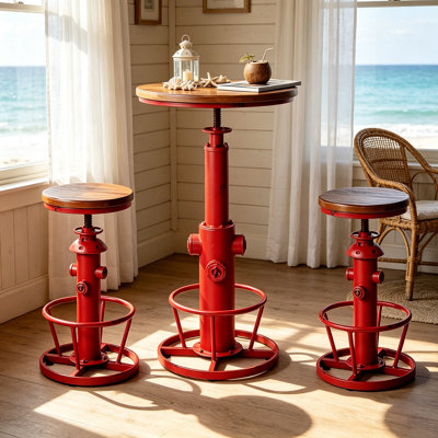 Jermeshia 2 - Person Pine Pedestal Dining Set