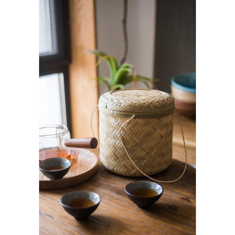 Boîte à thé rond en bambou rustique reach sud asia