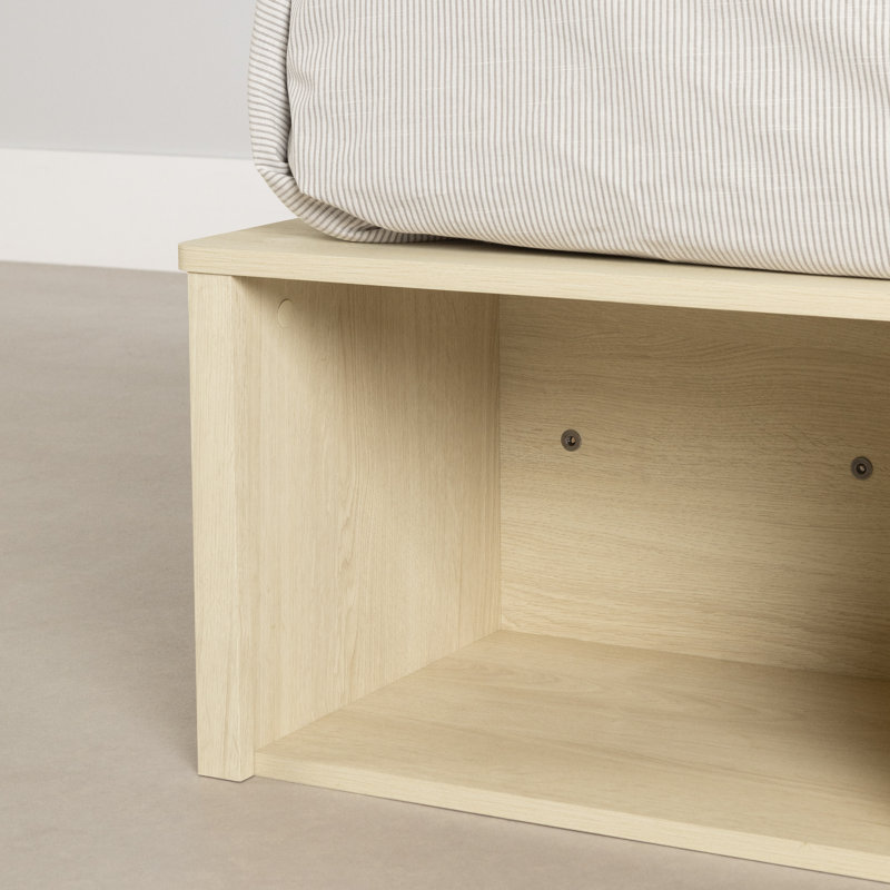 Très grand lit plateforme avec paniers en osier Danbury, Beige, Double