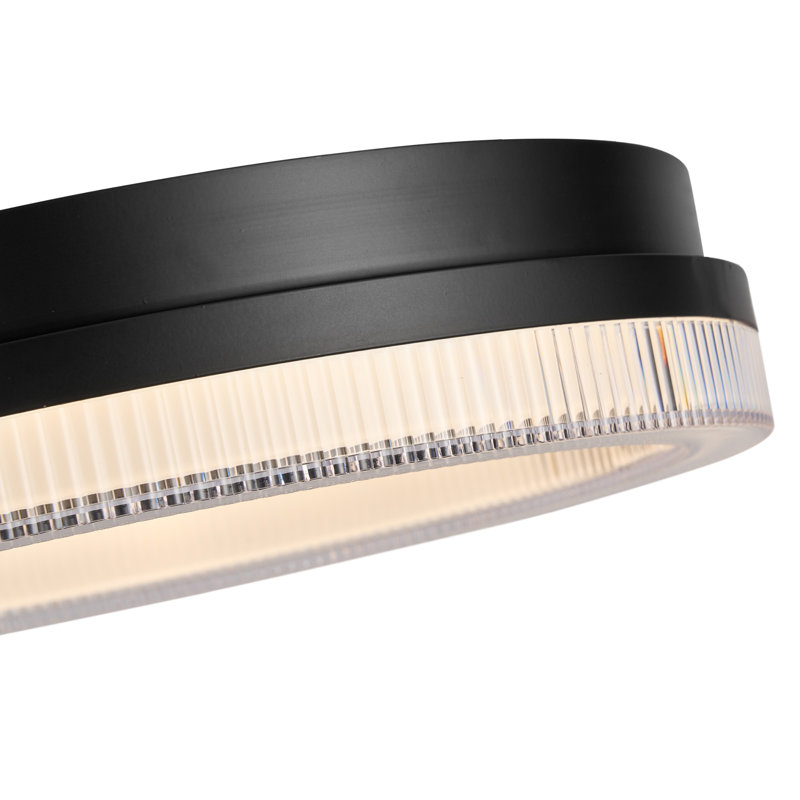 Granados - Integrated LED Flush Mount - Black Finish - Ribbed Clear Diffuser Shade