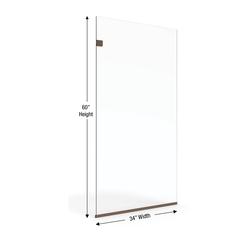 Celesta 34" W x 60" H Frameless Tub Door, Oil Rubbed Bronze