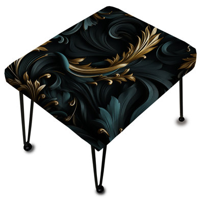 Repose-pieds rectangulaire noir et or Paisley