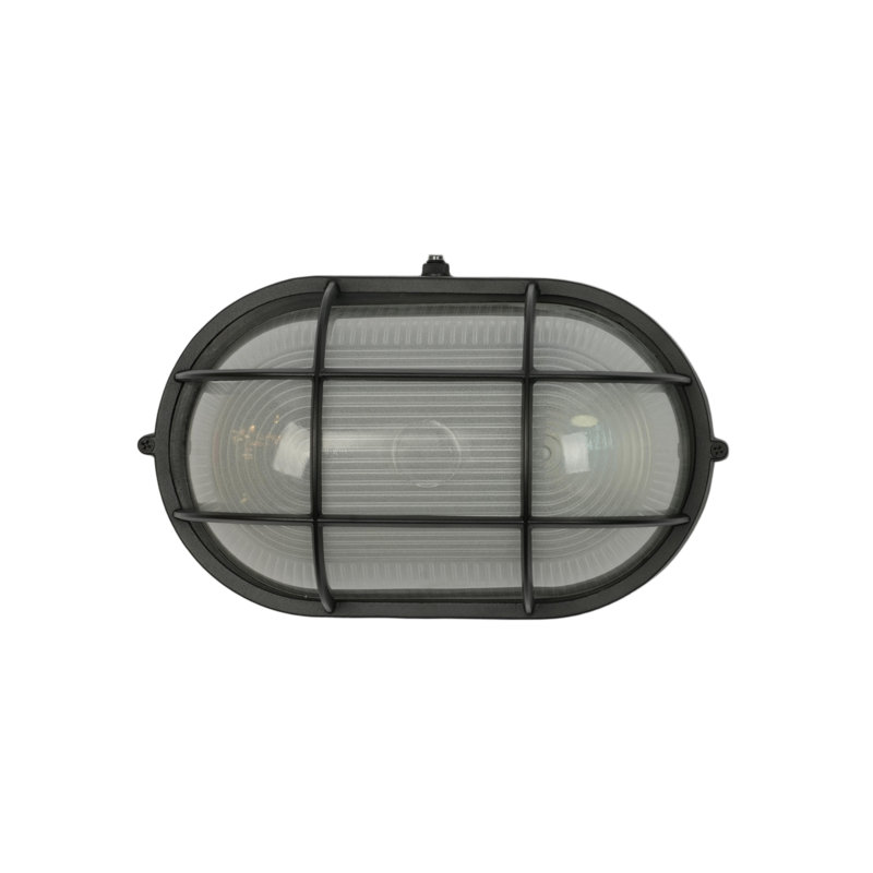 Cloison ovale 11 po - Noir texturé avec verre transparent sablé