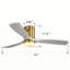Ventilateur de plafond décoratif 52 pouces avec télécommande 6 vitesses et 3 pales en bois massif réversible pour moteur DC-1165442138-1174145861