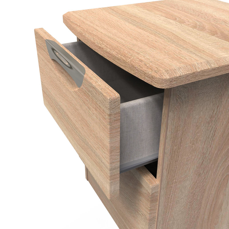 Bhodhini 2 Drawer Bedside Cabinet (Ready Assembled), Bardolino Oak