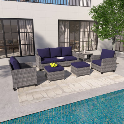 Avalena Wicker 5 - Person Patio Conversation Set with Cushions