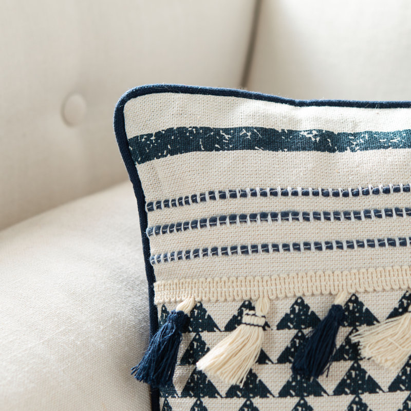 Enya Blue and White Geometric 16" Throw Pillow