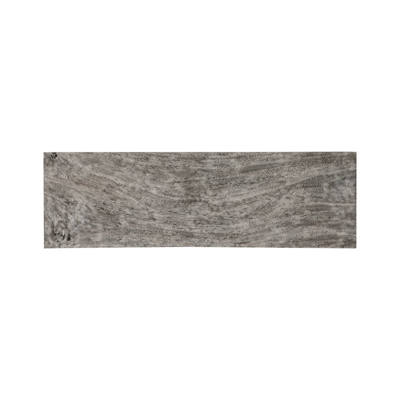 Transitional Gray Stone & Acacia Wood 60" Console Table with Acrylic Legs