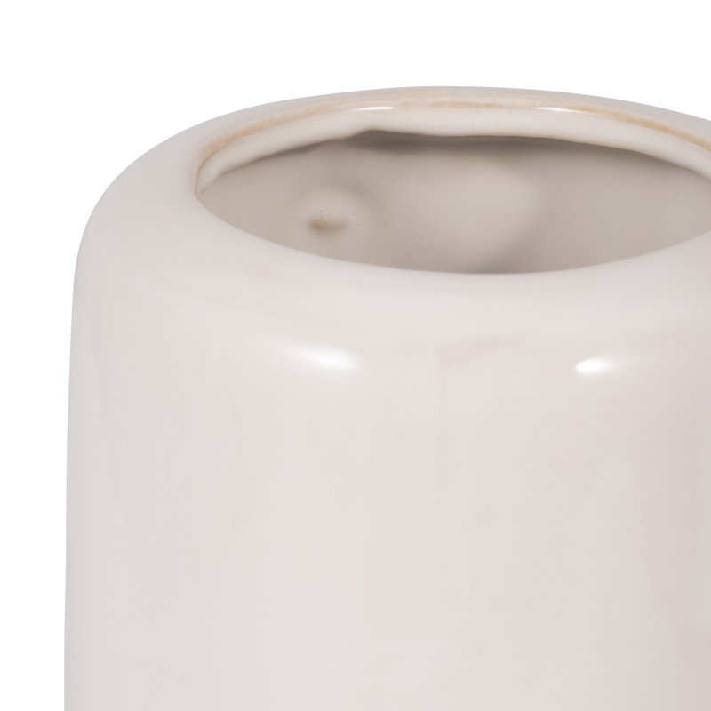 Vase en grès céramique Rachael, H 10 po x l 5 po x P 5 po, Ivoire gravé / beige