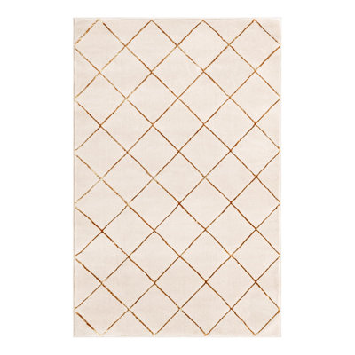 Latitude Run® Checks Nikica Rug White and Gold