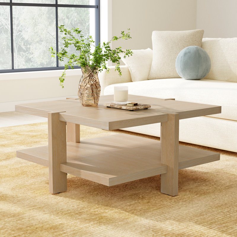 Provo Square Manufactured Wood Veneer Coffee Table , Weathered Gray