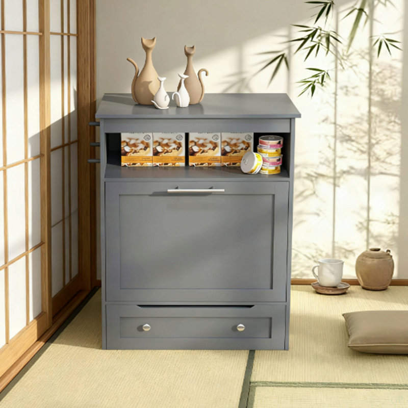 Armoire de rangement pour animaux, avec bols surélevés pour chien, gris, Gris