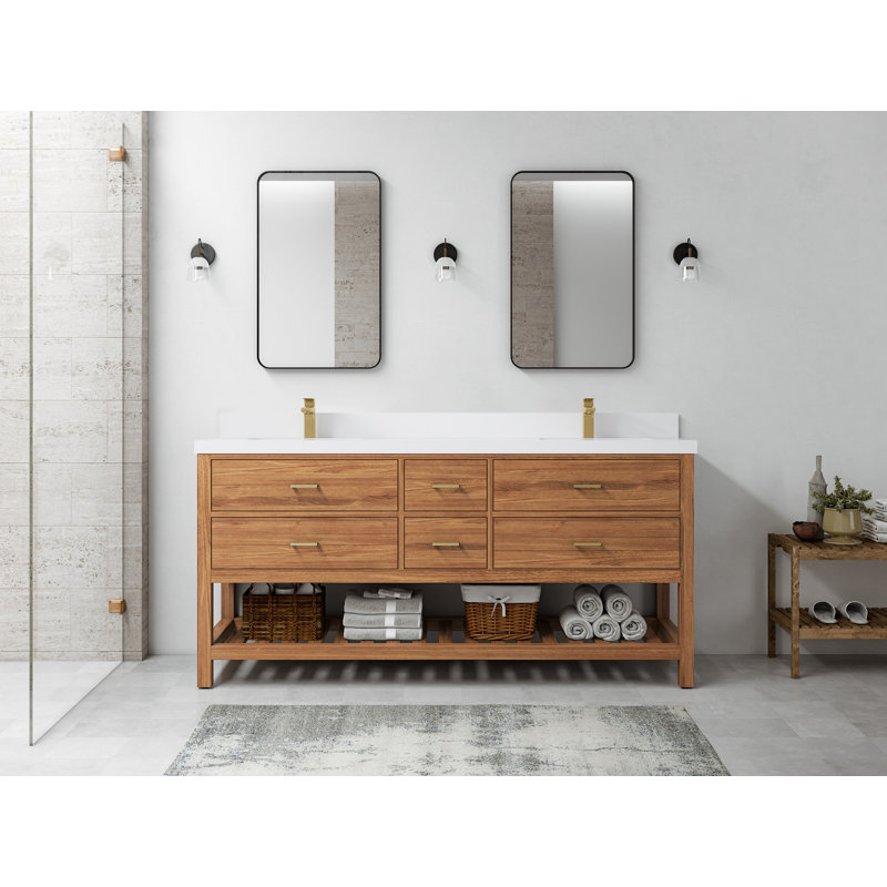 Ensemble de meuble-lavabo double 72 po Parker, Blanc pur