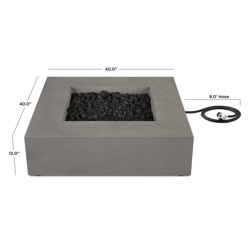 Estes Concrete Propane Fire Pit Table by Jensen Co., 11.75" H x 40" W x 40" D, Propane, Flint