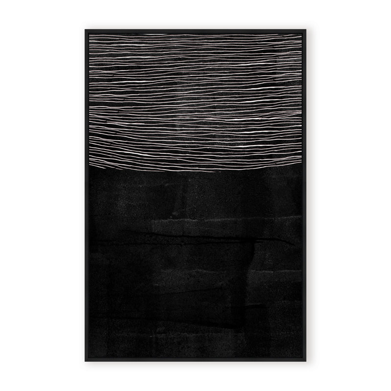 Abstract Blackened Line by  - Picture Frame Painting on Paper, 48" H x 32" W x 1.125" D, Framed Print, Gold