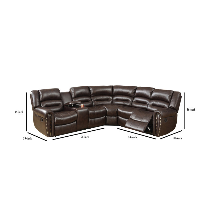 Canapé modulaire de 66 po Rihannon, Similicuir brun