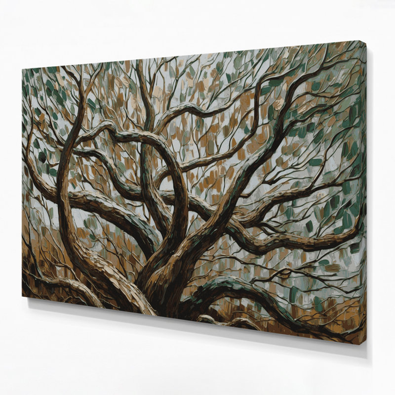 "Botanical Elm Branches", art mural sur toile brune, H 11 po x l 14 po