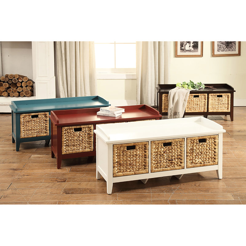 Banc de rangement de chambre à coucher en sarcelle - 3 tiroirs, glissières latérales en métal 3 couleurs élégantes et pratiques