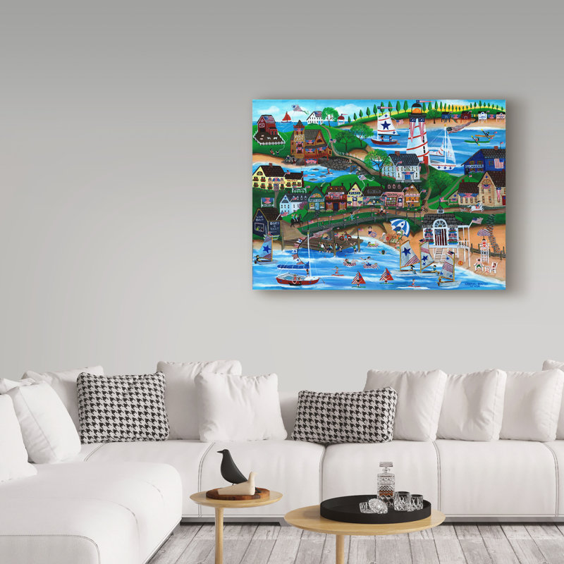 «Old New England Seaside 4th of Julion Celebration» par Cheryl Bartley, reproduction sur toile, H 14 po x l 19 po x P 2 po
