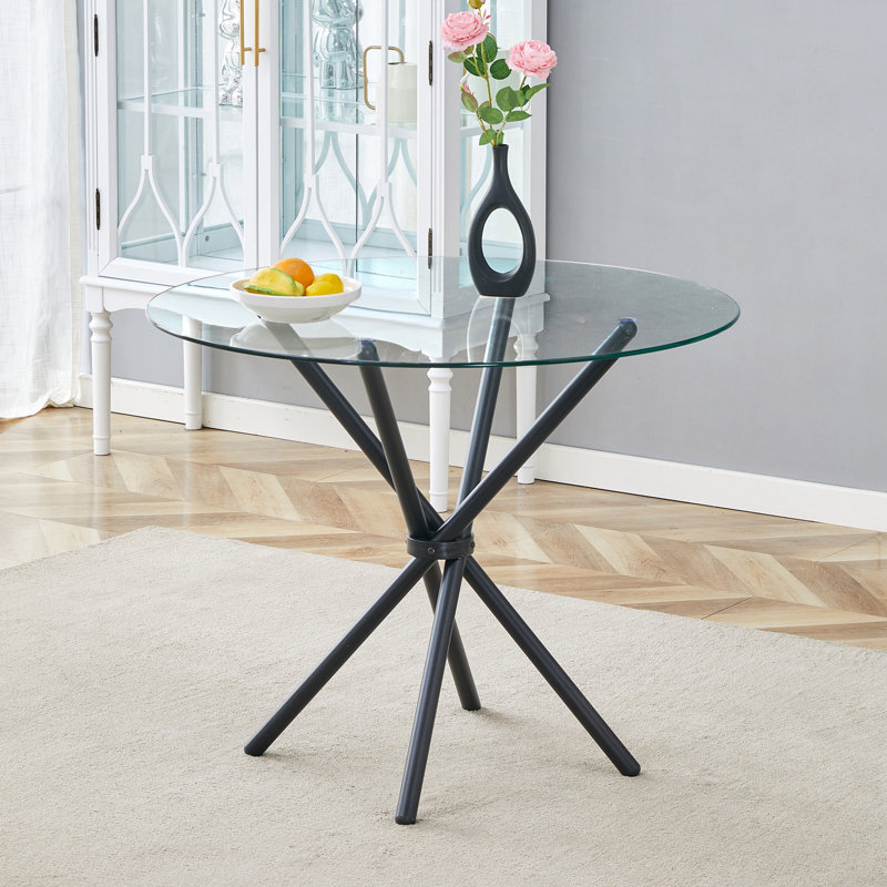 Rond Laoise avec plateau en verre, Noir