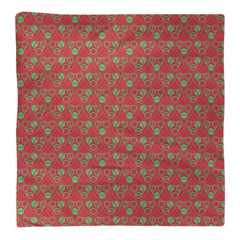 Geometric Square Napkin, 10" x 10", Red/Green, Cotton