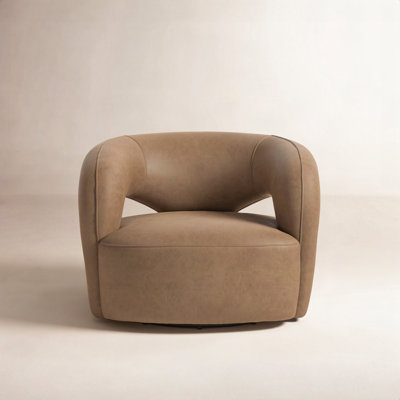Novella Genuine Leather Swivel Barrel Chair