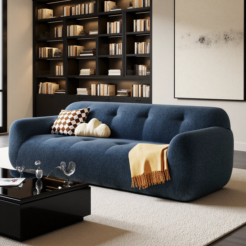 Canapé haut de gamme en chenille 85,8 po à 3 places - expérience de confort ultime sans assemblage requis, Bleu
