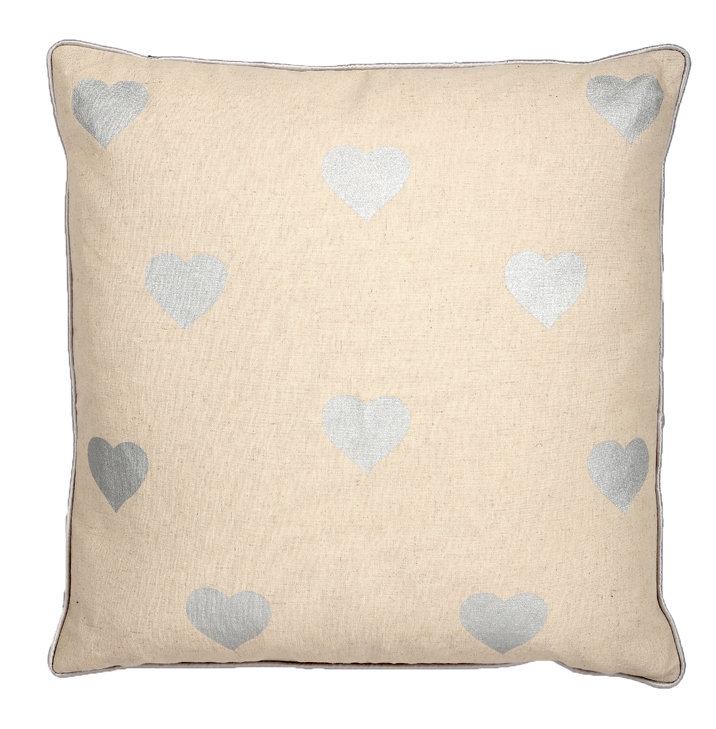 Cotton Blend Throw Pillow, 18" H x 18" W, Silver