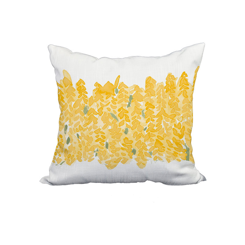 Flower Bell Floral Reversible Throw Pillow, 20" x 20", Yellow