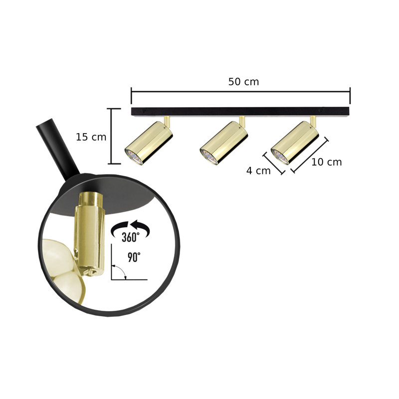 Emyle Ceiling Spotlight, Black/Gold