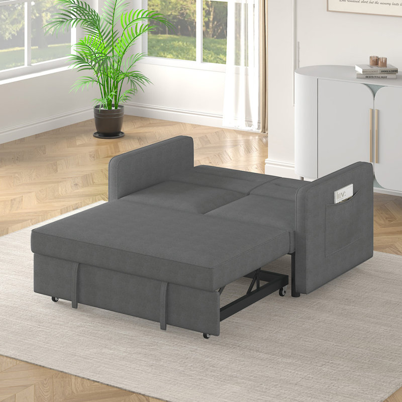 Causeuse-lit escamotable 54,5 po - Dossier réglable, Lin gris foncé