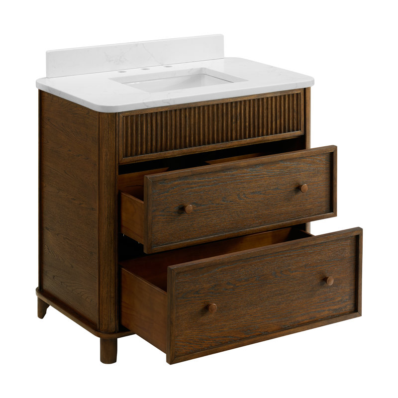 Meuble-lavabo 36 po avec comptoir Statuario, 36", Chêne brun rehaussé