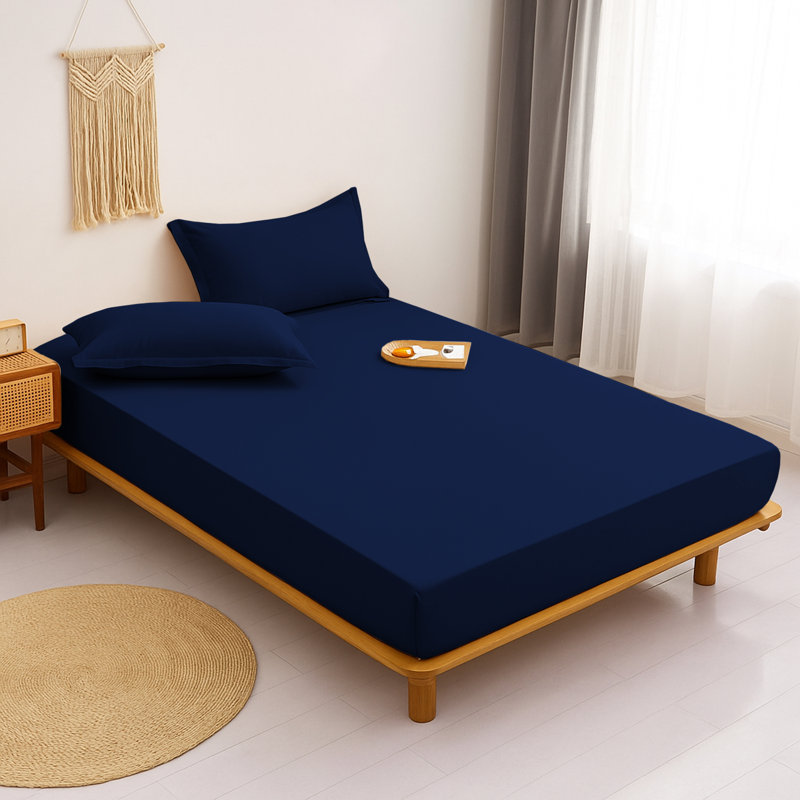 Aspire Homeware Ultra Soft 40cm Deep Fitted Sheet for Extra Deep Mattress and Cozy Sleep, Navy, King (5')