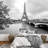 Paris Eiffel Tower from Seine Cityscape in Black and White Self-Adhesive Large Wallpaper-93996588