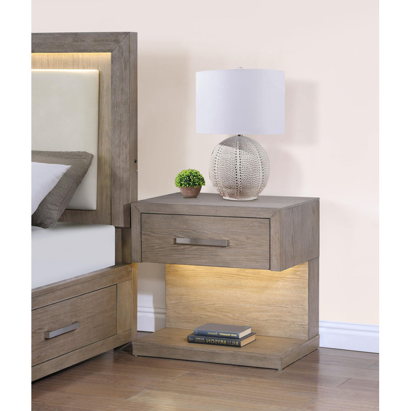 1-drawer Nightstand Bedside Table Barley Brown