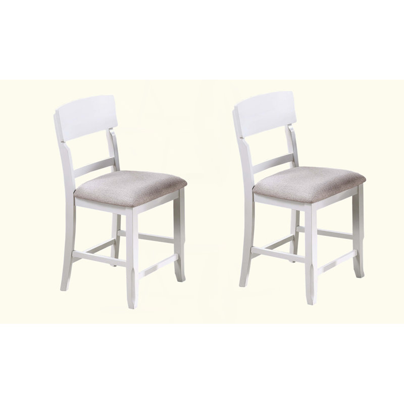 Ensemble de 2 chaises haute avec dossier en échelle moderne Chaise de salle à manger, Blanc