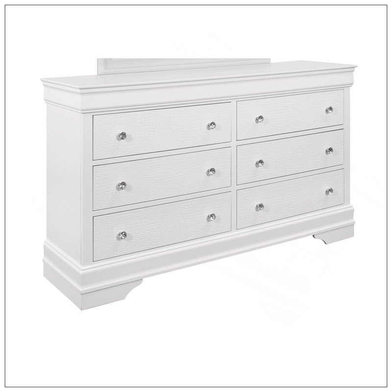 SHAKER CROCODILE METALLIC WHITE DRESSER, White