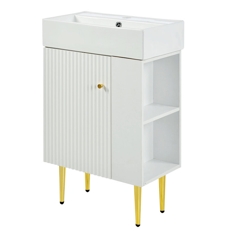 Meuble-lavabo sur pied simple 21,6 po avec comptoir en céramique