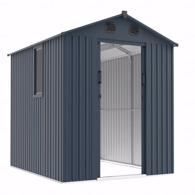8X10 FT Outdoor Storage Shed, Large Metal Tool Sheds With Window And Lockable Doors, Garden Shed