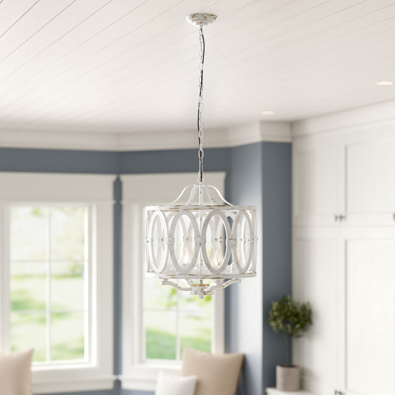 Lustre suspendu de style campagnard Servare, Blanc