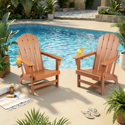 2pcs Foldable Outdoor Adirondack Chairs