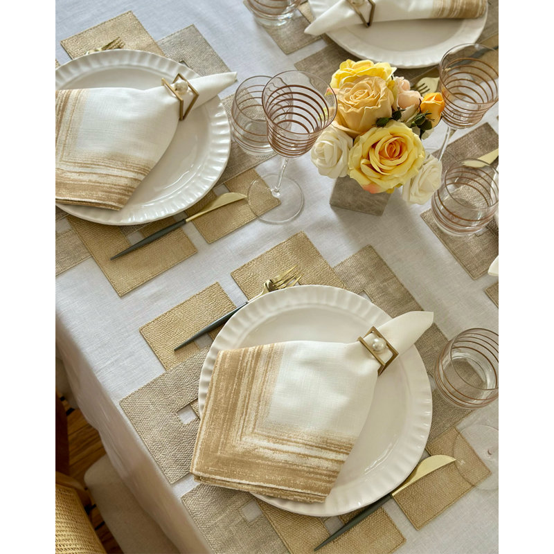 Celtic Vinyl Geometric Woven Placemat, Gold Birch