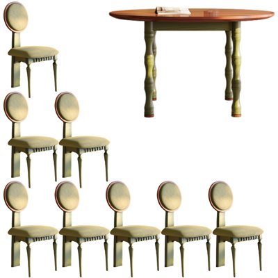 French style vintage solid wood round table set