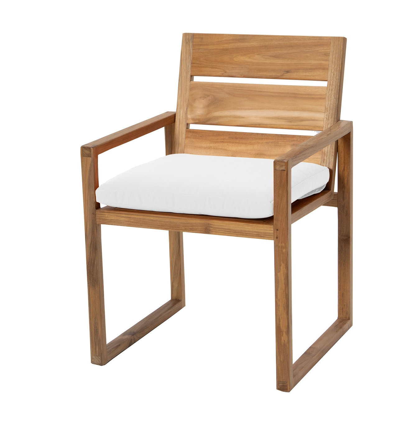 Uvita Teak Patio Dining Armchair with Cushion, White
