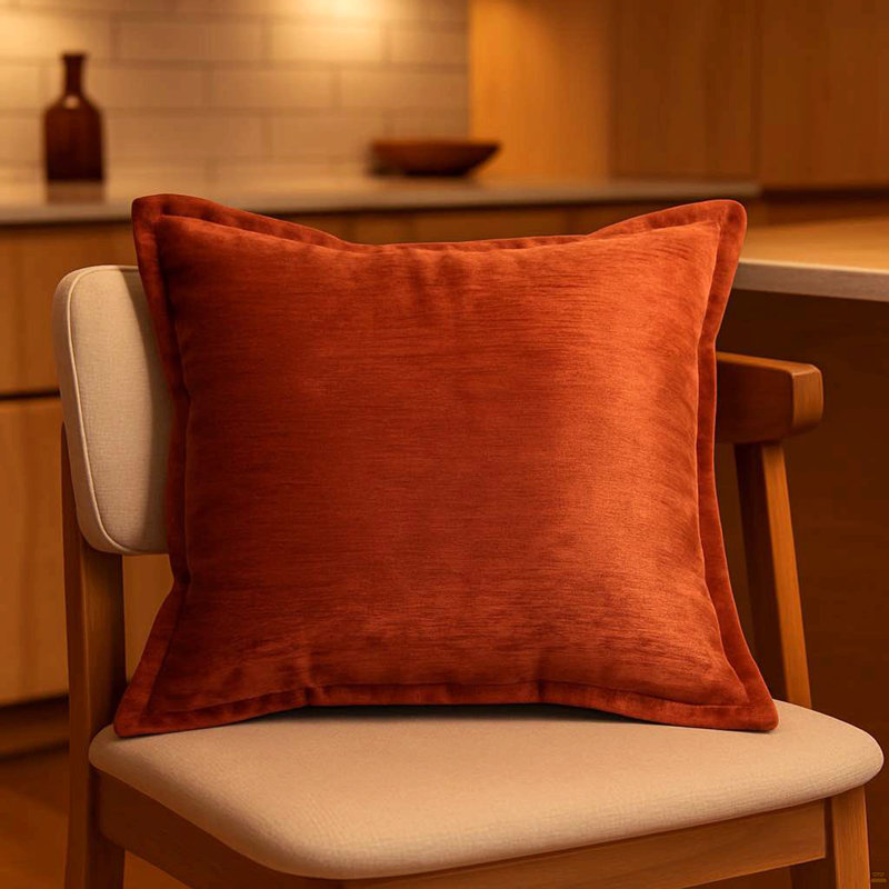 Coussin décoratif en velours avec éclat doux et chaleur moderne, Simple, Brun-roux