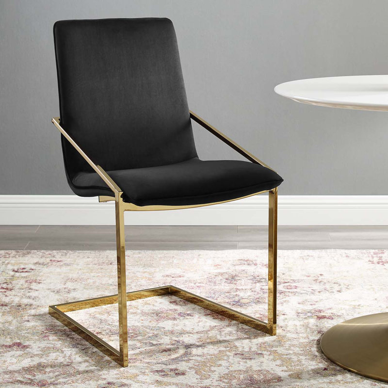 Modway Pitch Performance Velvet Dining Armchair, Velvet Black, Gold