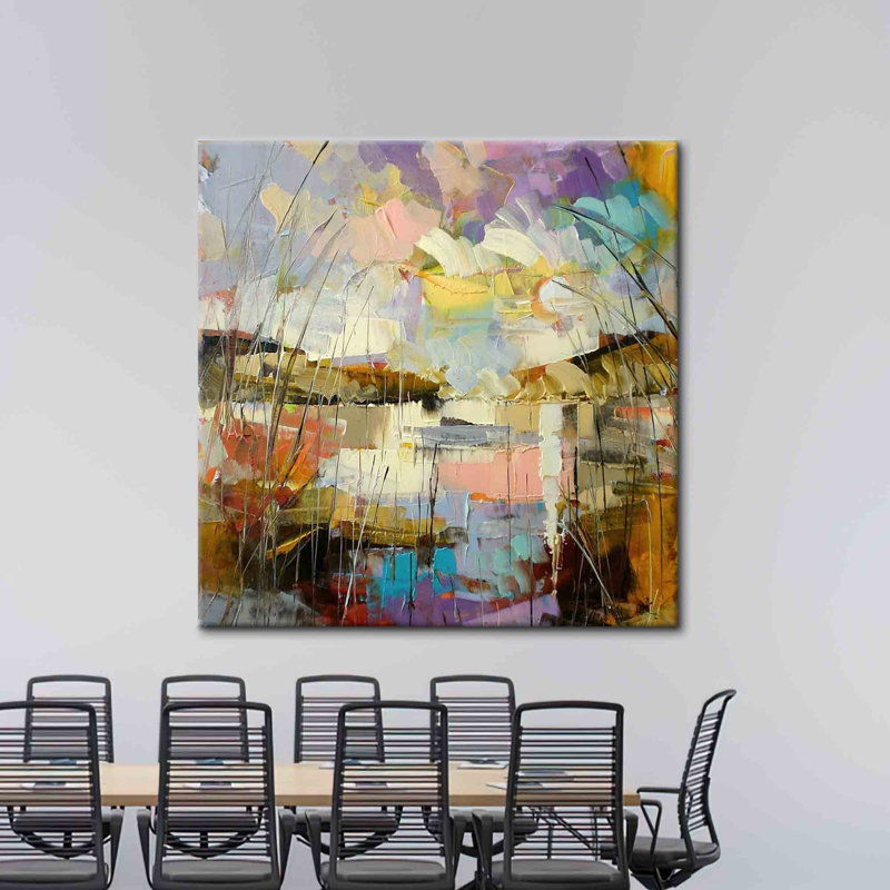 Grand paysage abstrait 3D, peinture à l'huile sur toile, art mural moderne pour la décoration intérieure, H 51 po x l 51 po