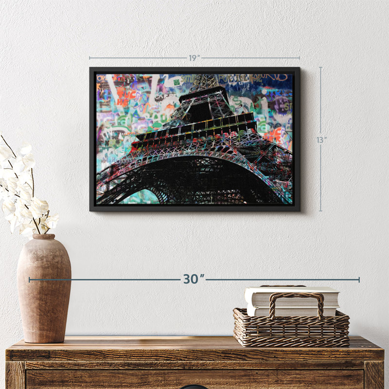 Graffiti Eiffel Tower Canvas Print, 13" H x 19" W