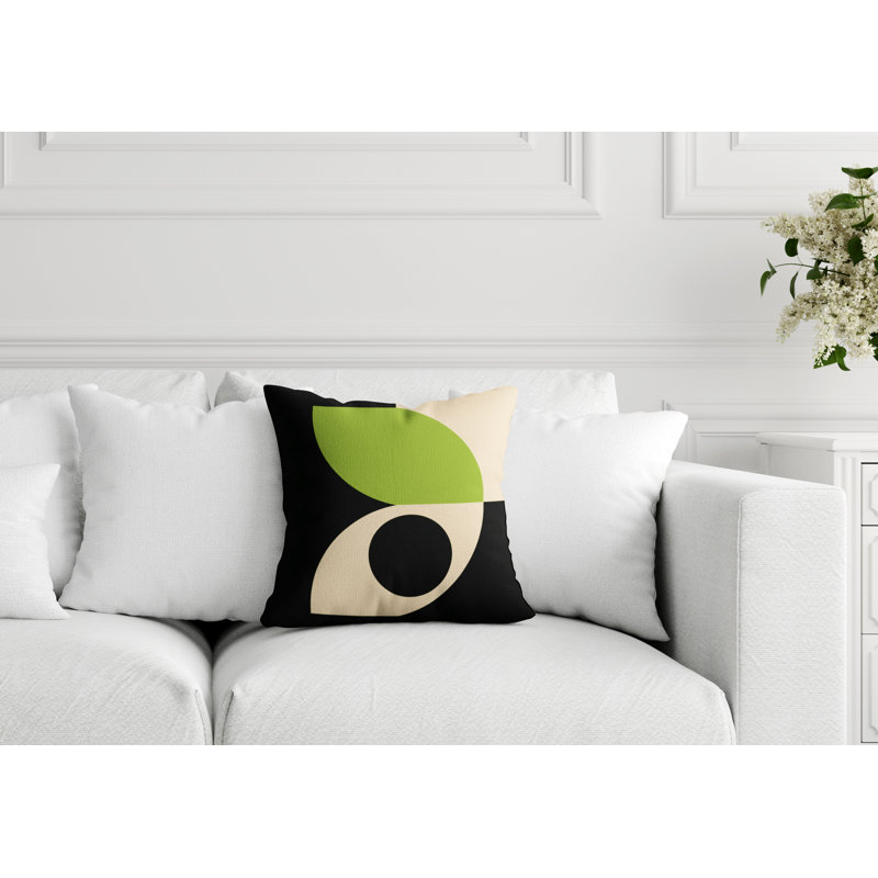 Coussin décoratif intérieur / extérieur en polyester filé Josi, 17 po x 17 po, Chartreuse