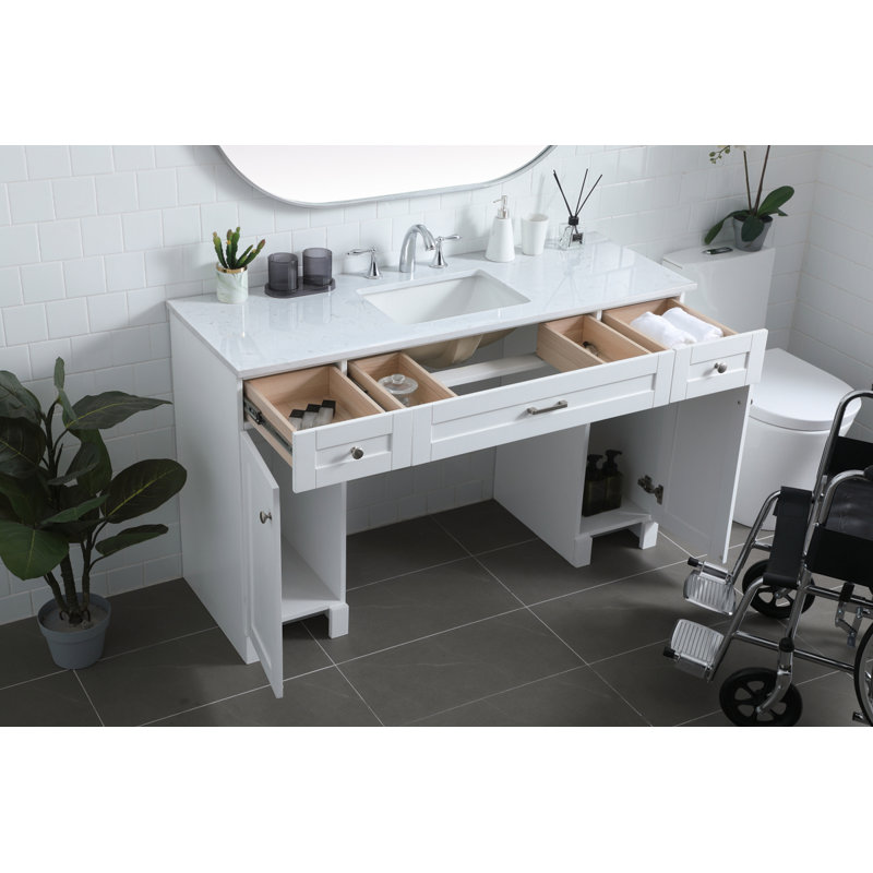 Cooper 54'' Single Bathroom Vanity with Engineered Marble Top, White